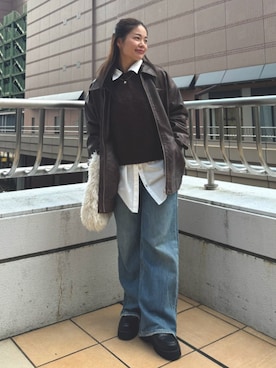 「Ungrid（アングリッド）のアイテム（ブルゾン）」を使った、矢萩明日美さん（レディース・152cm）の秋コーディネート