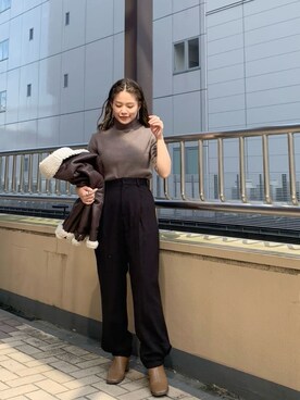 「綺麗めコーデ」｜「アイテム（ブルゾン）」を使った、矢萩明日美さん（レディース・152cm）の秋コーディネート