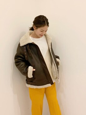 「綺麗めコーデ」｜「アイテム（ブルゾン）」を使った、矢萩明日美さん（レディース・152cm）の秋コーディネート