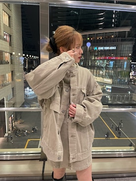 「MURUA（ムルーア）のアイテム（テーラードジャケット）」を使った、本田莉央奈さん（レディース・158cm）の冬コーディネート