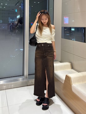 「MURUA（ムルーア）のアイテム」を使った、本田莉央奈さん（レディース・158cm）の夏コーディネート