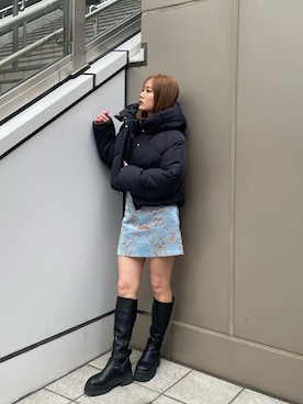 「MURUA（ムルーア）のアイテム（ダウンジャケット/コート）」を使った、本田莉央奈さん（レディース・158cm）の冬コーディネート