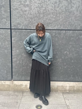 「MURUA（ムルーア）のアイテム（スウェット）」を使った、本田莉央奈さん（レディース・158cm）の秋コーディネート