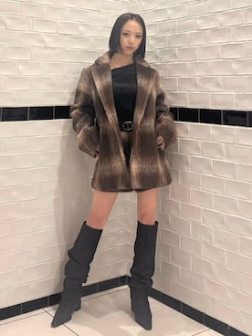 「EMODA（エモダ）のアイテム（ニット/セーター）」を使った、高田莉子さん（レディース・150cm）の冬コーディネート