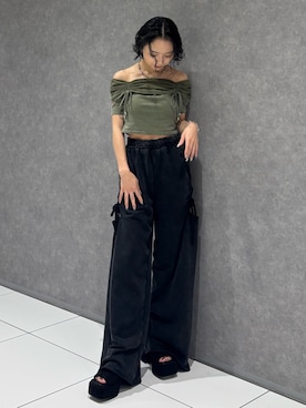 「低身長」｜「アイテム（スウェットパンツ）」を使った、高田莉子さん（レディース・150cm）の夏コーディネート