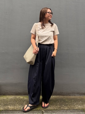 「russet（ラシット）のエンボスモノグラム2WAYショルダーバッグ（ショルダーバッグ、グレー系）」を使った、kanameさん（レディース・156cm）の夏コーディネート