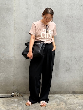 「russet（ラシット）のアイテム（ショルダーバッグ、ブラック系）」を使った、kanameさん（レディース・156cm）の夏コーディネート