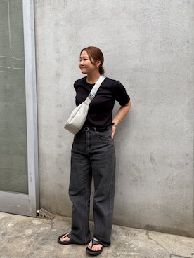 「russet（ラシット）のアイテム（ショルダーバッグ、グレー系）」を使った、kanameさん（レディース・156cm）の夏コーディネート
