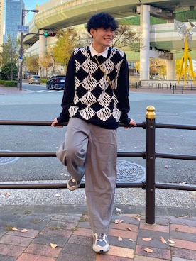 「HUF（ハフ）のアイテム」を使った、YUYAさん（メンズ・171cm）の冬コーディネート