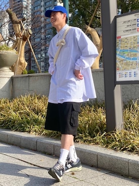 「YUYA × BeAMS DOT（ユウヤバイビームスドット）のアイテム（キャップ）」を使った、YUYAさん（メンズ・171cm）の春コーディネート