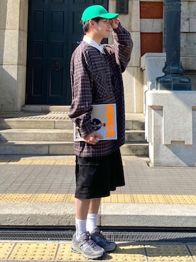 「YUYA × BeAMS DOT（ユウヤバイビームスドット）のアイテム（キャップ）」を使った、YUYAさん（メンズ・171cm）の夏コーディネート