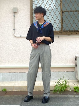 「FRUIT OF THE LOOM（フルーツオブザルーム）のアイテム（トップス）」を使った、YUYAさん（メンズ・171cm）の春コーディネート