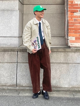 「YUYA × BeAMS DOT（ユウヤバイビームスドット）のアイテム（キャップ）」を使った、YUYAさん（メンズ・171cm）の秋コーディネート