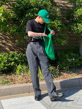 「GU（ジーユー）のアイテム（ローファー）」を使った、YUYAさん（メンズ・171cm）の春コーディネート
