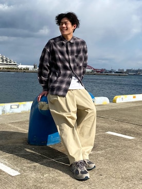 「チェック柄に恋してる」｜「アイテム（チノパンツ）」を使った、YUYAさん（メンズ・171cm）の冬コーディネート
