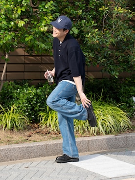 「Paraboot（パラブーツ）のParaboot/パラブーツ　MICHAEL　ミカエル（ドレスシューズ、ブラック系）」を使った、YUYAさん（メンズ・172cm）の夏コーディネート