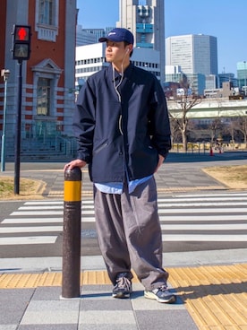 「+phenix（プラスフェニックス）のアイテム（ジャケット/アウター）」を使った、YUYAさん（メンズ・171cm）の春コーディネート