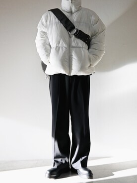 「Confirm（コンファーム）のアイテム（ダウンジャケット/コート）」を使った、ちょびさん（メンズ・184cm）の冬コーディネート