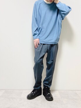 「MinoriTY（マイノリティ）の【MinoriTY】ドルマンスリーブハイゲージスウェットセーター  メンズ 無地 オーバーサイズ ビッグシルエット（スウェット）」を使った、ちょびさん（メンズ・184cm）の冬コーディネート