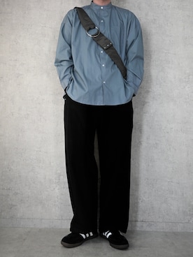 「soerte（ソエルテ）のNylon news paper shoulder bag（Water-repellent）/ナイロンニュースペーパーショルダーバッグ（撥水加工）（ショルダーバッグ）」を使った、ちょびさん（メンズ・184cm）の春コーディネート