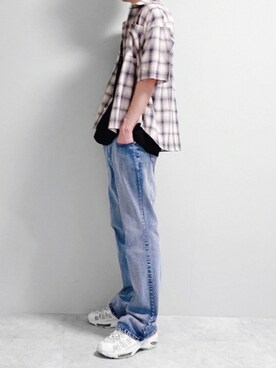 「G.O.C（ジーオーシー）のアイテム（デニムパンツ）」を使った、ちょびさん（メンズ・184cm）の夏コーディネート