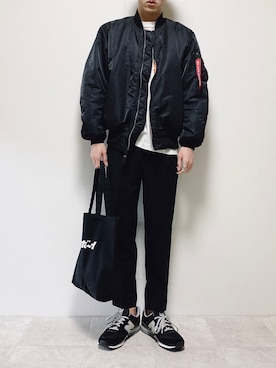 「新年一発目」｜「アイテム（MA-1）」を使った、ちょびさん（メンズ・184cm）の冬コーディネート