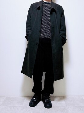 「レトロ」｜「アイテム（ステンカラーコート）」を使った、ちょびさん（メンズ・184cm）の冬コーディネート