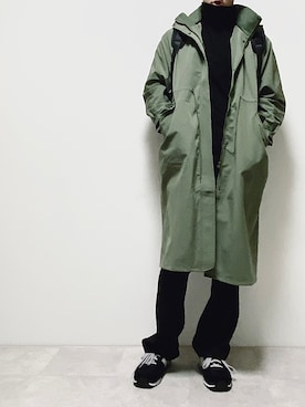「Uiscel（ユイセル）のアイテム（モッズコート）」を使った、ちょびさん（メンズ・184cm）の冬コーディネート