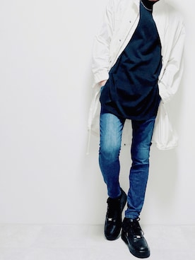 「スキニー」｜「アイテム（モッズコート）」を使った、ちょびさん（メンズ・184cm）の秋コーディネート
