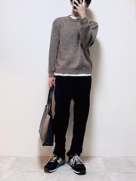 「クルーネックニット」｜ちょびさん（メンズ・184cm）の秋コーディネート