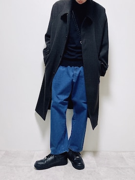 「アイテム（ステンカラーコート）」を使った、ちょびさん（メンズ・184cm）の冬コーディネート