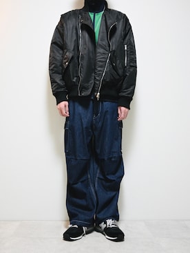 「CREARE -LINO-（クレアーレリノ）のアイテム（MA-1）」を使った、ちょびさん（メンズ・184cm）の秋コーディネート