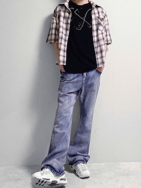 「G.O.C（ジーオーシー）のアイテム（デニムパンツ）」を使った、ちょびさん（メンズ・184cm）の夏コーディネート