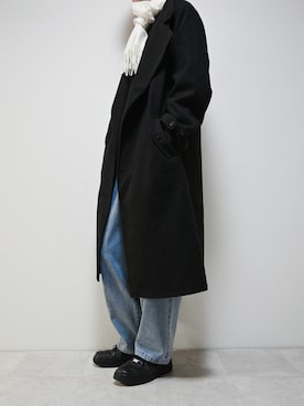 「CREARE -LINO-（クレアーレリノ）のアイテム（チェスターコート）」を使った、ちょびさん（メンズ・184cm）の冬コーディネート