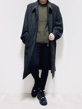 「スキニー」｜「アイテム（ステンカラーコート）」を使った、ちょびさん（メンズ・184cm）の秋コーディネート