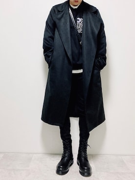 「CREARE -LINO-（クレアーレリノ）のアイテム（チェスターコート）」を使った、ちょびさん（メンズ・184cm）の冬コーディネート