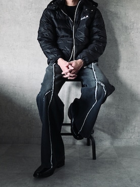 「アイテム（ダウンジャケット/コート）」を使った、ちょびさん（メンズ・184cm）の秋コーディネート