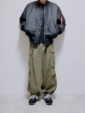 「アイテム（MA-1）」を使った、ちょびさん（メンズ・184cm）の秋コーディネート