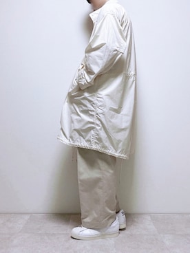 「オールホワイト」｜「アイテム（モッズコート）」を使った、ちょびさん（メンズ・184cm）の秋コーディネート