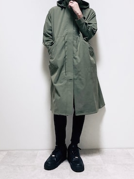 「Uiscel（ユイセル）のアイテム（モッズコート）」を使った、ちょびさん（メンズ・184cm）の冬コーディネート