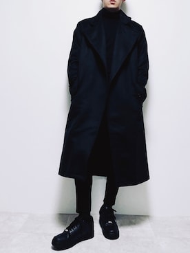 「CREARE -LINO-（クレアーレリノ）のアイテム（チェスターコート）」を使った、ちょびさん（メンズ・184cm）の冬コーディネート