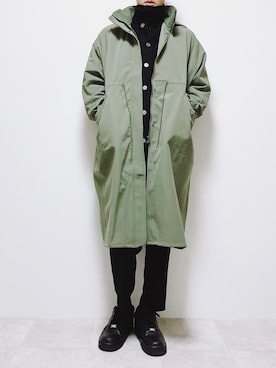 「Uiscel（ユイセル）のアイテム（モッズコート）」を使った、ちょびさん（メンズ・184cm）の冬コーディネート