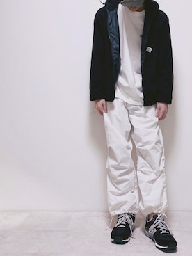 「BROKEN BASE（ブロークンベース）のアイテム（その他パンツ）」を使った、ちょびさん（メンズ・184cm）の冬コーディネート