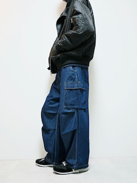 「CREARE -LINO-（クレアーレリノ）のアイテム（MA-1）」を使った、ちょびさん（メンズ・184cm）の冬コーディネート