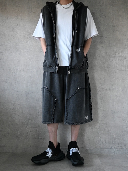 StartingOver ワンポイント刺繍 ノースリーブ パーカー セットアップ セール】one point sleeveless zip hoodie/ワンポイント刺繍