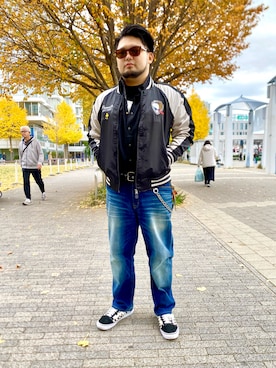 「アイテム（スカジャン）」を使った、ホンダネーション さん（メンズ・172cm）の秋コーディネート