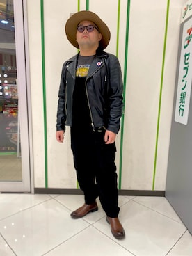 「アイテム（ライダースジャケット）」を使った、ホンダネーション さん（メンズ・172cm・20代）の冬コーディネート