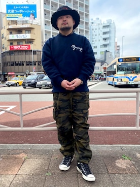 「no brand（ノーブランド）のアイテム（帽子）」を使った、ホンダネーション さん（メンズ・172cm）の春コーディネート