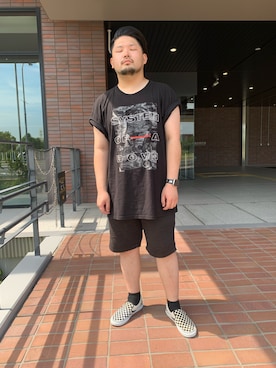 「VANS（バンズ）のアイテム（スリッポン）」を使った、ホンダネーション さん（メンズ・172cm）の夏コーディネート