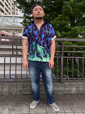 「NAVY（ネイビー）のアイテム」を使った、ホンダネーション さん（メンズ・172cm）の夏コーディネート